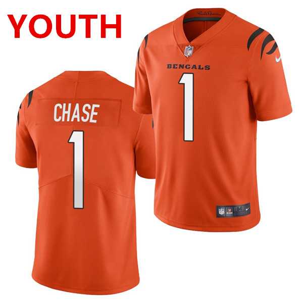 Youth Cincinnati Bengals #1 JaMarr Chase Limited Orange Vapor Jersey->women nfl jersey->Women Jersey